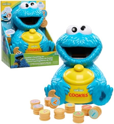 Just Play Sesame Street Cookie's Counting Jar, 12-Pieces, 20+ Phrases and Sounds, Learning and Education, Kids Toys for Ages 2 Up