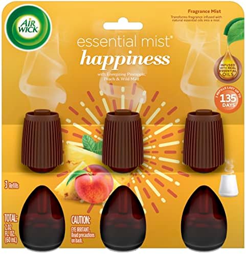 Air Wick Essential Mist Refill, 3ct, Happiness, Air Freshener, Essential Oils