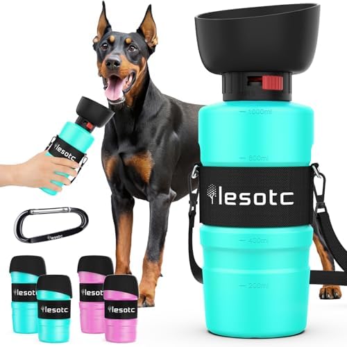 Lesotc Dog Water Bottle, LeakProof Dog Travel Bottle Pet Water Bottle Portable Doggie Water Dispenser for Outdoor Walking, Hiking, Travel, BPA-Free, Lightweight