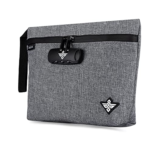 Erozul Orion 11" Travel Storage Money Bag with Combination Lock Water Resistant Bag Pouch (Grey)