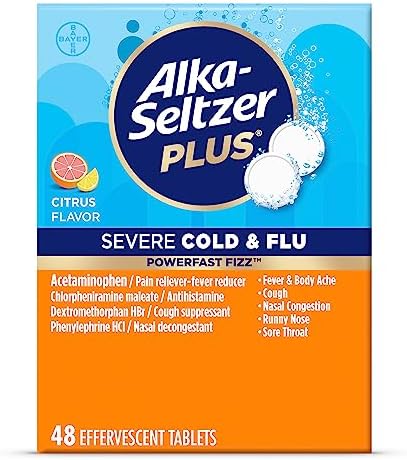 ALKA-SELTZER PLUS Cold & Flu Medicine for Nasal Congestion, Cough, Fever - Citrus, 48ct