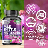 Milk Thistle Supplement 1000mg - Liver Cleanse Detox & Repair Formula - Potent 9:1 Extract Herbal Liver Supplement, Nature's Milk Thistle, Dandelion Root Extract & Silymarin Marianum - 120 Capsules