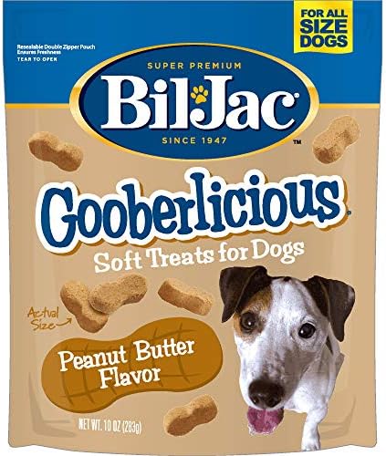 Bil-Jac Dog Treats - Gooberlicious Dog Treats Peanut Butter Soft Puppy Training Treat Rewards, 10oz Resealable Double Zipper Pouch (2-Pack)