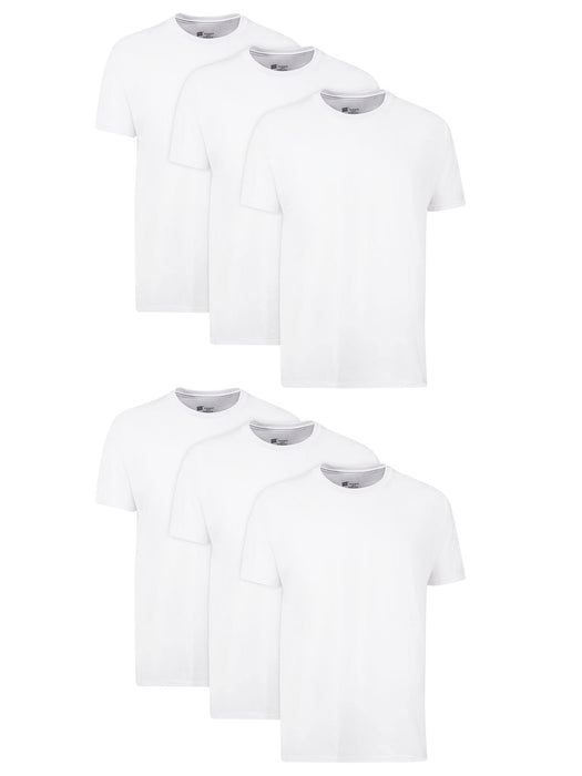 Hanes Mens Cotton, Moisture-wicking Crew Tee Undershirts, Multi-packs, White - 6 Pack, Large US