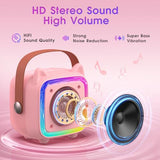 Mini Karaoke Machine for Kids, Portable Bluetooth Speaker with 2 Wireless Microphones, Toys Gifts for Girls Ages 4, 5, 6, 7, 8, 9, 10, 11, 12+ Year Old Birthday Gift Parties Christmas (Pink 2 Mics)