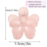 Flower Hair Clips 8PCS Hair Claw Clips Nonslip Large Claw Clips Cute Hair Clips Strong Hold For Women Thick Hair, Big Hair Clips, Hair Claw Clips, Daisy Hair Clips 8 Colors