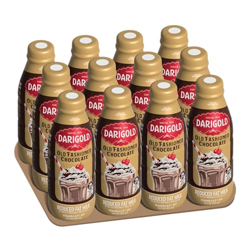 Darigold Chocolate Milk 2 Percent - Reduced Fat Milk, Shelf Stable Milk Bottles Made With 9 Essential Nutrients, rsBT Free - 14 oz, 12 pack (Old Fashioned Chocolate)