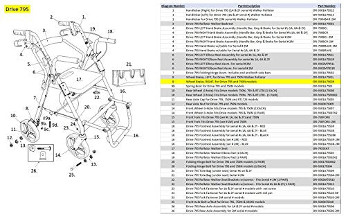 Replacement Parts for Models 795 - Drive Duet Rollator/Transport Chair (Wheel Brake, Right)