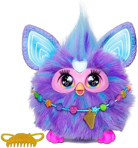 Furby Purple, 15 Fashion Accessories, Interactive Plush Toys for 6 Year Old Girls & Boys & Up, Voice Activated Animatronic