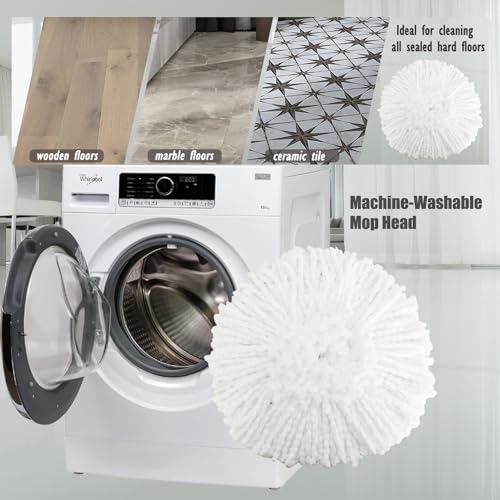 4 Pack Mop Replacement Heads Microfiber Spin Mop Refills Replace Head Safe for All Hard-surfaced Floors Includes 2 Extra Cleaning Cloths