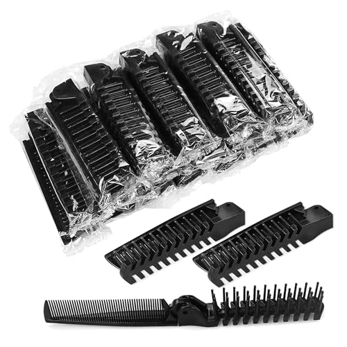 Foldable Combs in Bulk Individually Wrapped, Travel Pocket Hair Comb, Folding Hair Brush Double Headed, Brush Comb Styling Tool for Men Women Combs, Black (One Size, 50, Count)