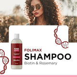 Folimax Biotin Shampoo for Thinning Hair - Thickening Shampoo with Biotin Zinc and Rosemary Oil for Hair Growth - Vegan Sulfate and Paraben Free Volumizing Shampoo for Fine Hair (Sandalwood Scent)