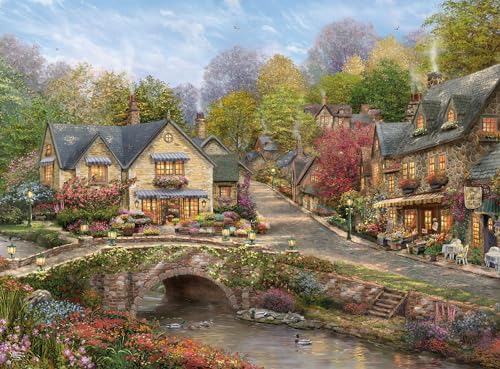 Buffalo Games - Silver Select - Thomas Kinkade - Summer in Cobblestone Village - 1000 Piece Jigsaw Puzzle for Adults -Challenging Puzzle Perfect for Game Nights - Finished Size is 26.75 x 19.75