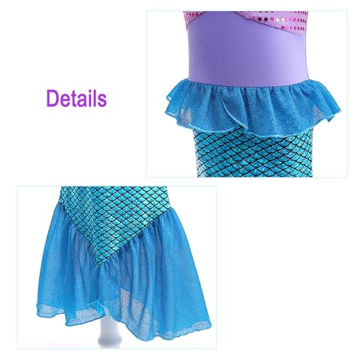 Fishkidtail Little Girls Princess Mermaid Costume for Girls Dress Up with Accessory for Christmas Birthday Party Supplies