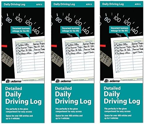 Adams Detailed Daily Driving Log, 400 Entries, 9 x 3.25 Inches, Multi-Color (AFR15), 3 Pack