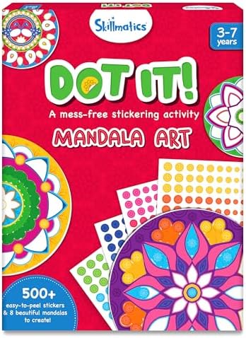 Skillmatics Art Activity - Dot It Mandala Art, No Mess Sticker Art for Kids, Craft Kits, DIY Activity, Scrapbooking, Travel Toys, Fine Motor Skills, Gifts for Boys & Girls Ages 3, 4, 5, 6, 7