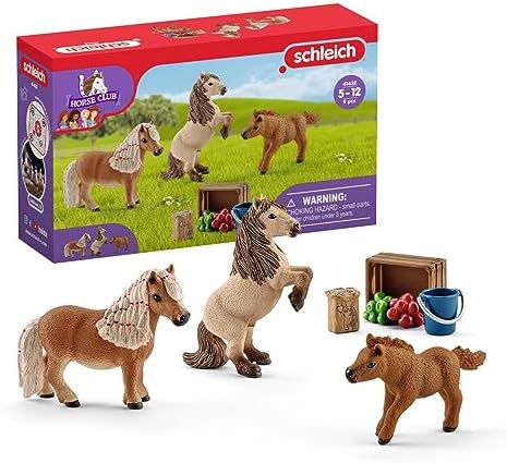 Schleich Horse Club 8-Piece Horse Toy for Girls and Boys Ages 5+, Miniature Shetland Pony Family