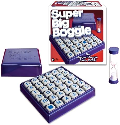 Super Big Boggle with 6x6 Grid and 36 Letter Cubes by Winning Moves Games USA, the Biggest Boggle Game Ever, 4 Minute Sand Timer, for 2 or More Players, Ages 8+ (1165)