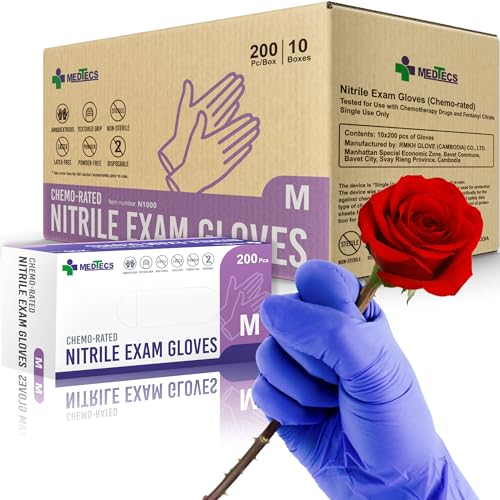 Medtecs Nitrile Gloves Disposable - 200/2,000 PC, All Size & Color Available - Latex-Free with Chemo-Rated Protection & Breathable Design - 4 Mil Thickness, Ambidextrous, Powder-Free - 200PC*10
