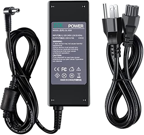 DTK 19V 4.74A 90W for ASUS and Toshiba Ac Adapter Laptop Computer Charger Notebook PC Power Cord Supply Source Plug (75W, 65W Compatible), Connector : 5.5mm x 2.5mm