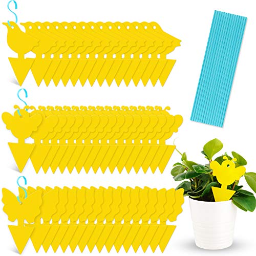 NiHome 48-Pack Yellow Sticky Traps with Twist Ties Indoor & Outdoor Plant Bug Fly Glue Catcher Nontoxic Odorless for Home Garden