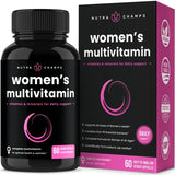 NutraChamps Women's Daily Multivitamin Supplement - Vegan Capsules with Biotin, Vitamins A B C D E K, Calcium, Zinc, Lutein, Magnesium - Premium Multimineral Multivitamin for Women