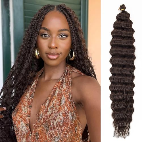 Curly Braiding Hair Boho Hair for Braiding Hair Ocean Wave Crochet Hair 18Inch Deep Curly Crochet Braids Wet and Wavy Braiding Hair Synthetic Crochet Hair for Black Women (4# 18 Inch (Pack of 6))