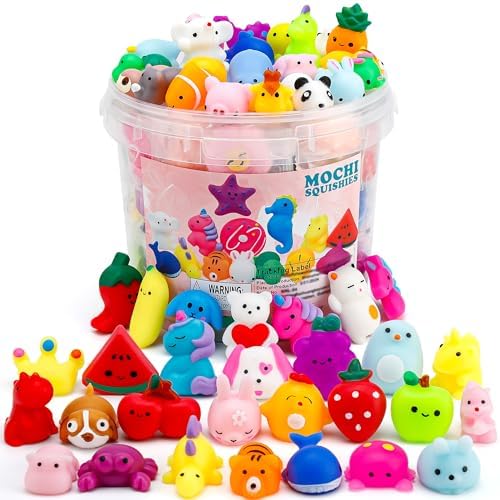 80 PCS Mochi Squishy Toys,Valentine's Day Easter Egg Fillers Birthday Gifts for Kids,Party Favors for Kids, Bulk Fidget Sensory Toys, Goodie Bag Fillers Treasure Box Classroom Prizes