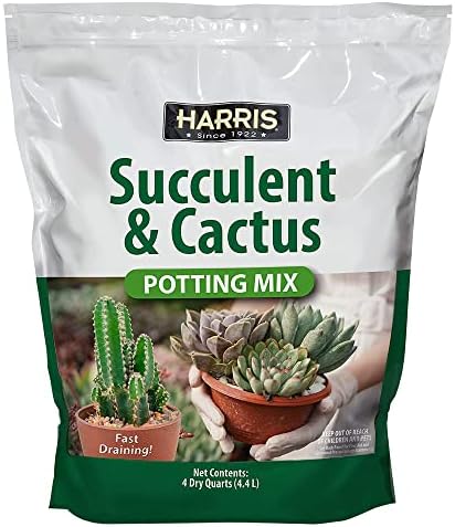 Harris Premium Succulent and Cactus Potting Soil Mix, Fast Draining with Added Nutrients, 4 Quarts