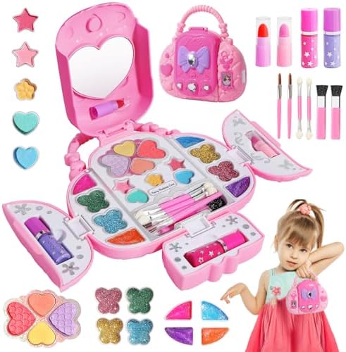 Topsolid Kids Makeup Kit for Girl, Real Washable Makeup for Kids with Mirror, Kids Makeup Sets for Girls 5-8, Princess Toys Cosmetic Set, Christmas & Birthday Gifts Toys for 3 4 5 6 7 8 Year Old Girls