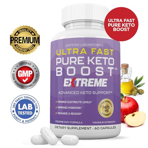 (2 Pack) Ultra Fast Pure Keto Boost Extreme Keto Pills 1675MG New & Improved Formula Contains Apple Cider Vinegar Extra Virgin Olive Oil Powder Green Tea Leaf 120 Capsules