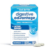 Digestive Advantage Probiotics + Lactase Digestive Enzymes For Digestive Health, Daily Probiotics For Women Men Occasional Bloating, Lactose Breakdown, Minor Abdominal Discomfort, Immune Support, 96ct