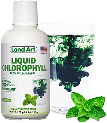 Liquid Chlorophyll Mint Flavored – Cold Extracted from Wild Non-GMO Alfalfa - Alkaline - Natural Body Deodorant – Antioxidant - 16 fl oz