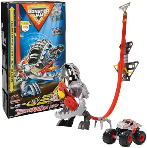 Monster Jam ThunderROARus Drop Playset with Exclusive Monster Truck, Over 6 Feet Tall, Lights & Sounds, Kids Dinosaur Toys for Boys and Girls Ages 4 and Up