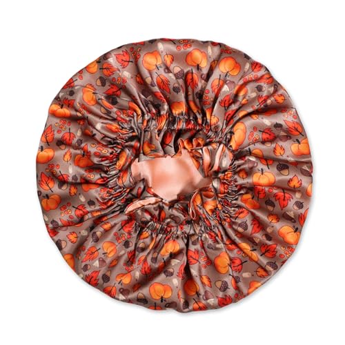 NOCHKA 100% Mulberry Silk Bonnet for Women Hair Care, Double Layered, Silk Hair Wrap for Sleeping with Elastic Stay On (Acorn)