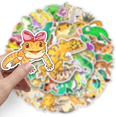 50 Pcs Wall Lizard Stickers Cartoon Animal Vinyl Aesthetic Trendy Decals Laptop Computer Phone Bumper Skateboard Luggage Waterproof Stickers for Teens Girls Adults