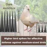 Bird Spikes 4 Inch High， Pigeon Outdoor Deterrent Spikes, Used to Keep Cats Small to Medium Sized Birds Away. Bird Plastic Fence Spikes for Railing and Roof.Away Covers 10.7 Feet(325cm), Black