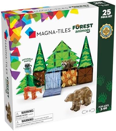 MAGNA-TILES Forest Animals 25-Piece Magnetic Construction Set, The ORIGINAL Magnetic Building Brand