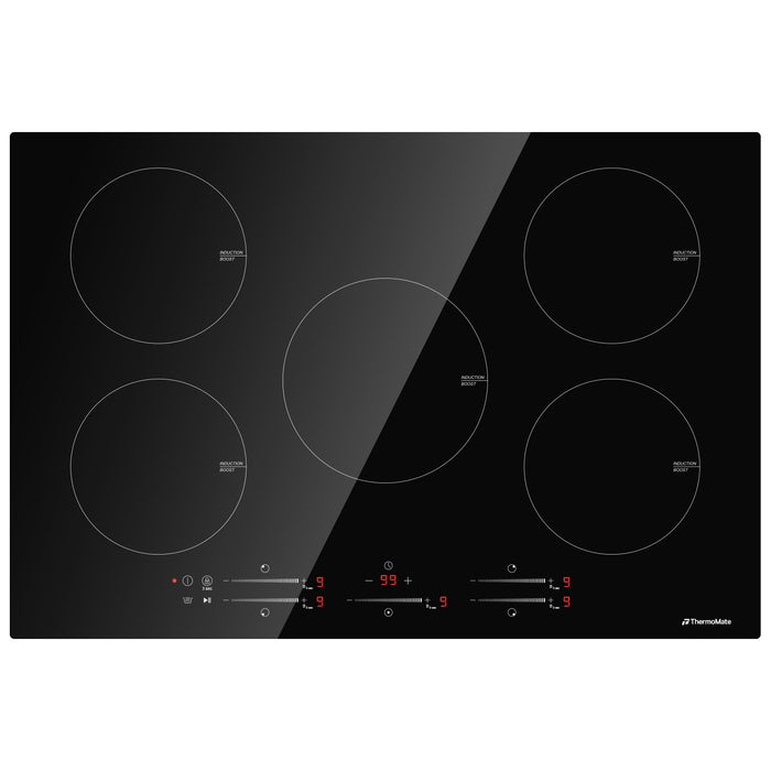 ThermoMate 30 Inch Induction Cooktop, 9000W Built in Induction Stove Top, Electric Cooktop with 5 Boost Burner, 9 Heating Level, Timer & Child Safety Lock, Sensor Touch Control, 240V