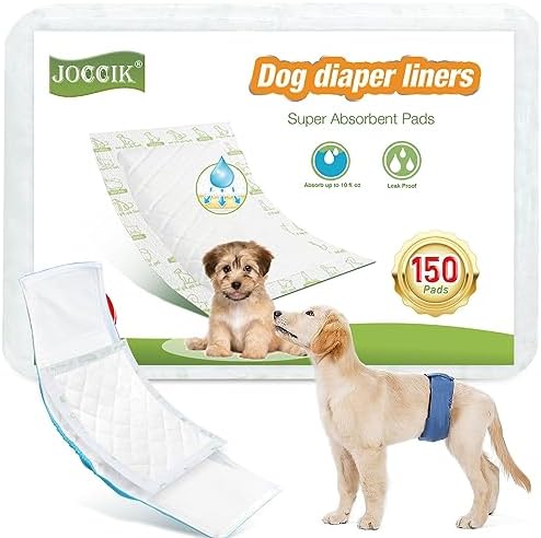 Dog Diaper Liners 150ct Super Soft and Absorbent Dog Diaper Booster Pads for Male Dog Belly Bands or Female Dog Diapers(Regular, 150pcs)
