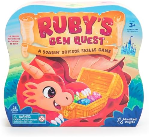 Educational Insights Ruby's Gem Quest Scissor Skills Game - Preschool Board Games, Sorting Toys for Toddlers, Easter Basket Stuffers, Gift for Ages 3+