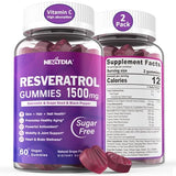 Resveratrol Gummies 1500mg - Sugar Free Resveratrol Supplement with Quercetin, Grape Seed, Acai Berries Extracts Support Antioxidant, Healthy Aging & longevity, Skin, Joint, Brain Wellness - Vegan