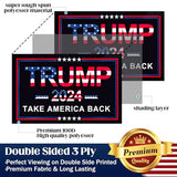 Trump 2024 Flags 3x5 Outdoor Made in USA-Double Sided 3 Ply Trump 2024 Flag 3x5 Outdoor Double Sided 3 Ply - Donald Trump Take America Back Flags, Longest Lasting, Fade Resistant, Durable Polyester Flags, All Weather Trump2024 Flag Outside Black Blue