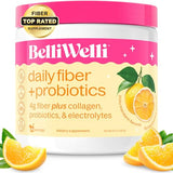 Belli Welli Daily Fiber Supplement with Added Collagen, Probiotics, and Electrolytes | Supports Digestive Health and Regularity | Orange Yuzu Mandarin - 16 Servings