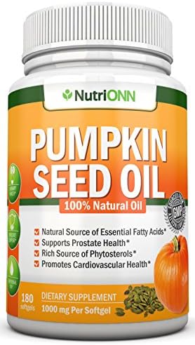 Pumpkin Seed Oil - 1000MG - 180 Softgels - Cold-Pressed Natural Pumpkin Seed Oil - Natural Source of Essential Fatty Acids - Great for Hair Growth, Prostate Health and GI Tract