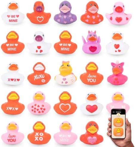 Jeep Ducks for Ducking (24 Pieces) - Valentine's Day Ducks for Jeeps - 2" Valentine's Themed Rubber Ducks Jeep Ducking - Plus Official Duck Duck Jeep Mobile App - Kid's Party Favor