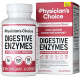PHYSICIAN'S CHOICE Digestive Enzymes - Multi Enzymes, Organic Prebiotics & Probiotics for Digestive Health & Gut Health - Meal Time Discomfort Relief & Bloating - Dual Action Approach - 60 CT