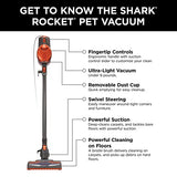 Shark HV301 Rocket Ultra-Light Corded Bagless Vacuum for Carpet and Hard Floor Cleaning with Swivel Steering, Gray/Orange