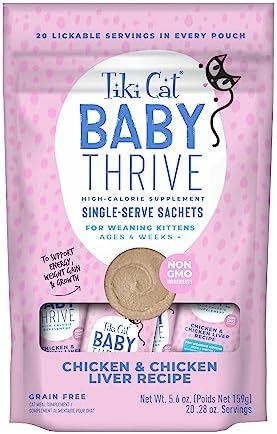 Tiki Cat Baby Thrive, Chicken & Chicken Liver Mousse, 5.6 oz. Pouch (20 Individual Servings)