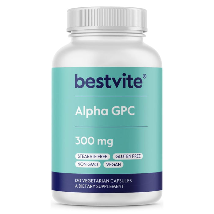 BESTVITE Alpha GPC 600mg Per Serving (120 Veggie Capsules) - No Stearates - Vegan - Non GMO - Gluten Free